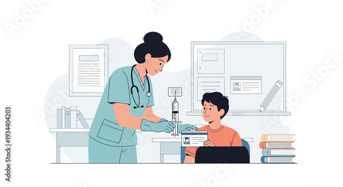 Doctor Administering Vaccine to Child in Medical Office