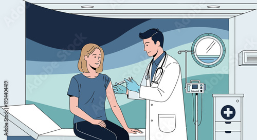 Doctor Administering Vaccine to Patient in Medical Clinic