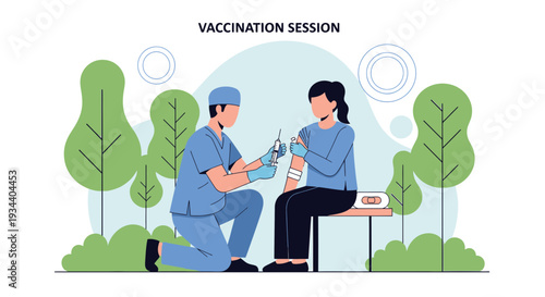 Doctor Administering Vaccine to Patient in Outdoor Setting