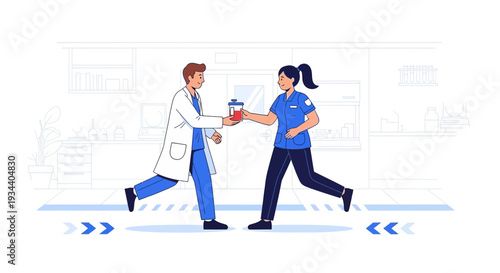 Doctor and Nurse Transferring Medical Supplies in a Modern Laboratory