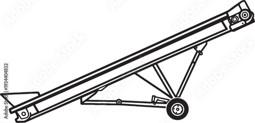 Farmer Grain Conveyor Belt Line Art Agricultural Processing Equipment Vector