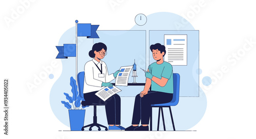 Doctor Consults Patient About Medical Treatment and Vaccination