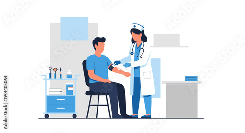 Doctor Examining Patient's Arm for Blood Pressure Check in Medical Clinic
