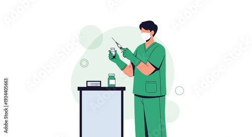 Doctor Preparing Injection, Medical Treatment, Vaccination Concept