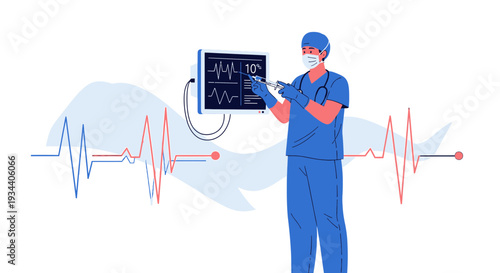 Doctor with ECG Monitor and Stethoscope, Medical Healthcare Concept