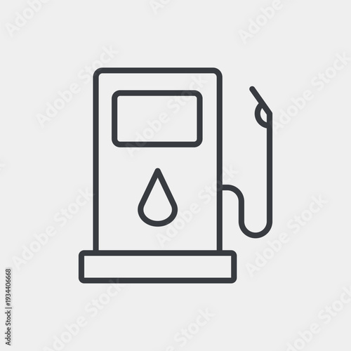 Gas station icon set in flat and strokes. Suitable for graphic projects. EPS10