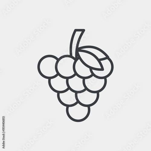 Grapes icon set in flat and strokes. Suitable for graphic projects. EPS10