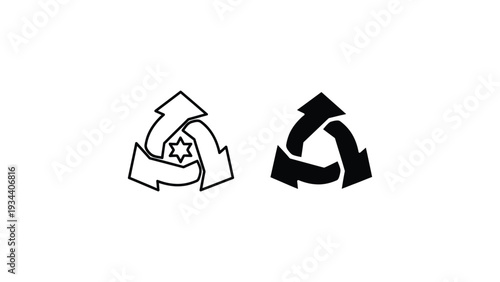 Recycling symbols representing different types of recyclable materials