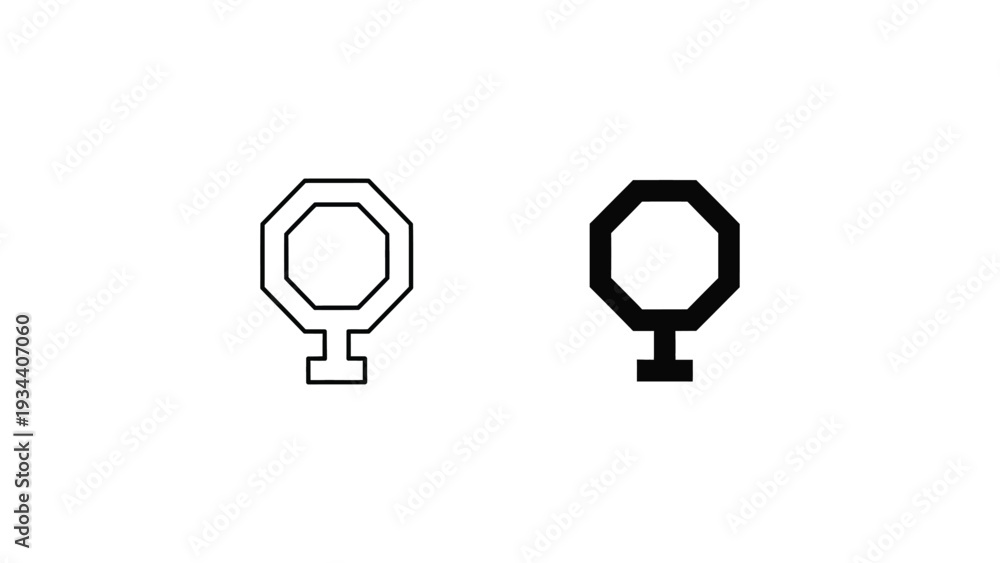 Fototapeta premium Black and white gender symbol icons with octagonal frames