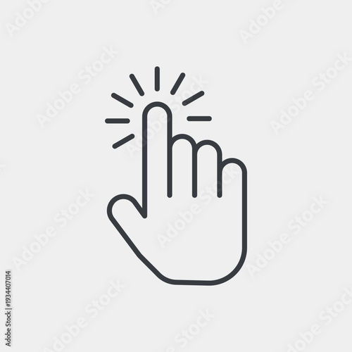 Hand click icon set in flat and strokes. Suitable for graphic projects. EPS10