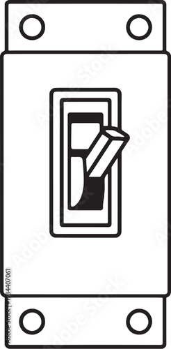 Electrical Circuit Breaker Line Art Protection Device Vector Illustration