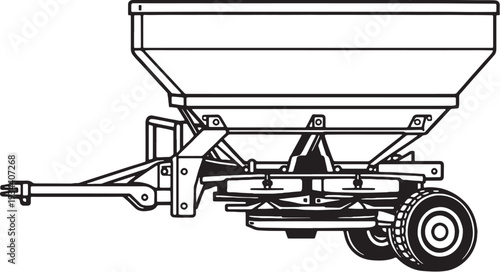 Foto Agricultural Fertilizer Spreader Machine Line Art Vector Side View