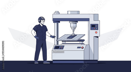 Engineer Operating Industrial Machine for Manufacturing and Production