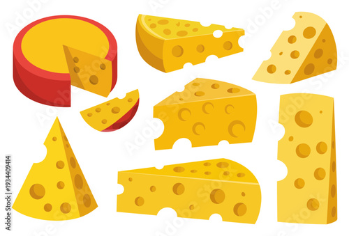 Assorted Cheese Slices and Wedges Vector Illustration