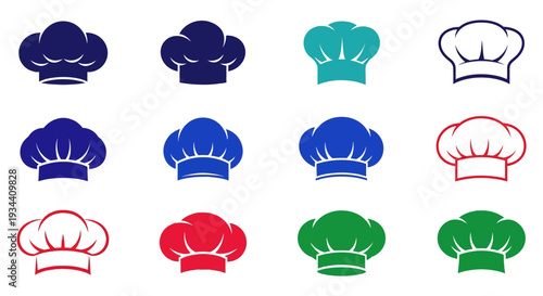 Chef Hat Icon Set, Professional Toque Symbols for Restaurant and Cooking Logo Design