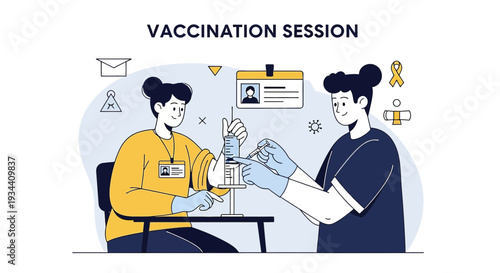 Healthcare professional administering vaccine injection to patient during vaccination session