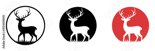 Deer Silhouette Logo Vector Illustration Set