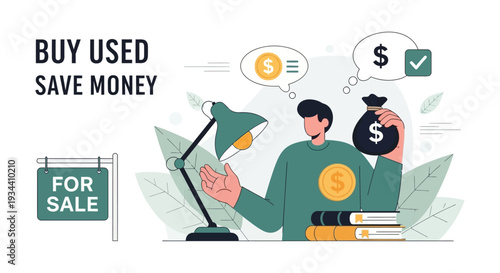 Buy Used Save Money Concept: Smart Shopping, Secondhand Economy & Sustainable Financial Choices