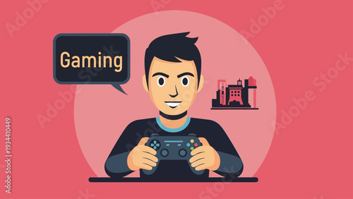 Man Playing Video Games on Console.