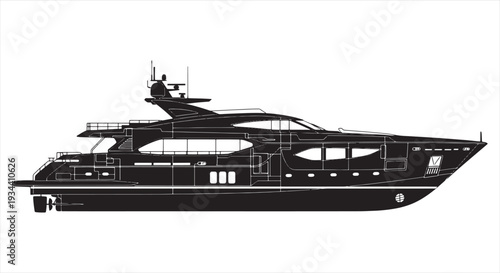 Speed Boat Blueprint – Luxury Motorboat Engineering CAD Technical Drawing