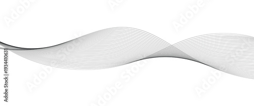 Abstract thin line background. Thin wavy line abstract background. Wavy line horizontal divider outline minimalist background. Abstract black lines wave curve motion on white background. EPS 10
