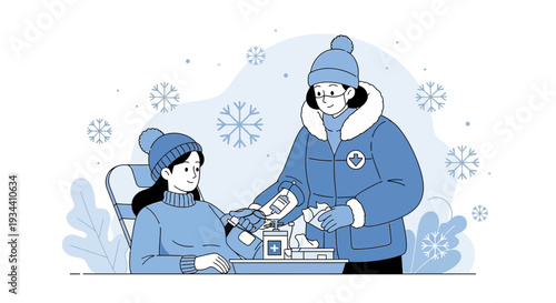 Healthcare Worker Administers Injection to Patient in Winter