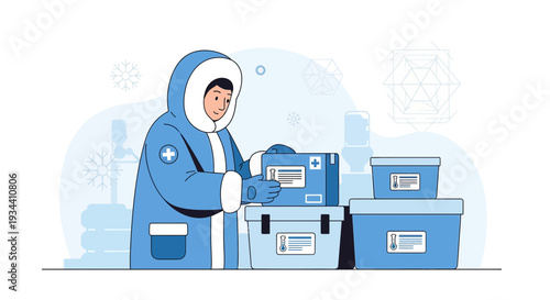Healthcare Worker Delivering Cold Chain Vaccines in Winter