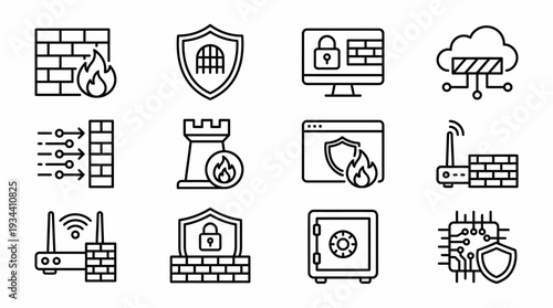 Collection of Security Icons and Symbols.