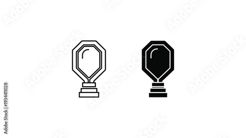 Two stylized lamp icons depicted in a minimalist black and white design