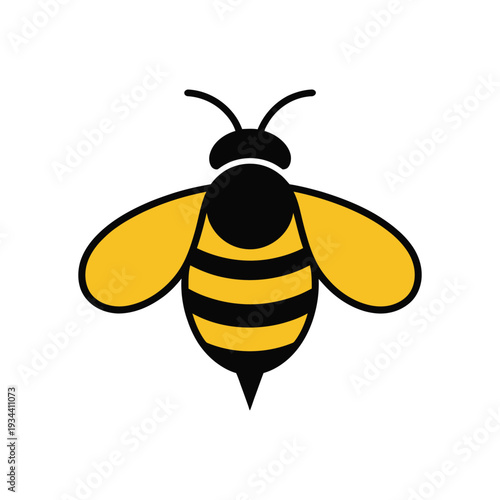 Flying Honey Bee Flat Vector Icon