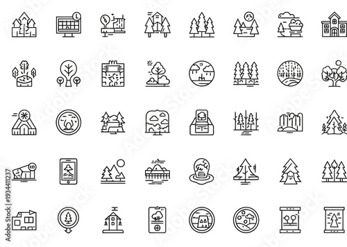 Collection of Simple Line Icons Various Subjects.