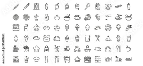 Collection of Various Black and White Icons.