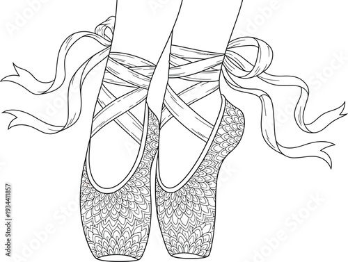 Ballet Shoes with Ribbons Isolated on White
