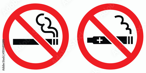 No smoking vector signs, smoke-free area symbols