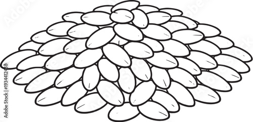 Raw Wheat Grain Pile Line Art Black and White Agricultural Commodity Vector