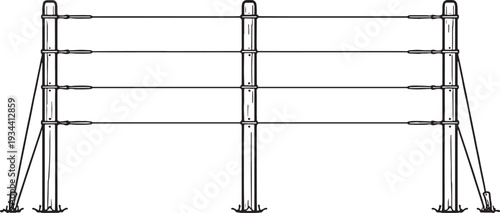 Farmer Vineyard Trellis Frame Line Art Vector