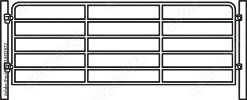 Farmer Livestock Fence Gate Line Art Agricultural Farm Equipment Vector