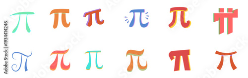 Colorful Pi Symbol Variations for Mathematical Concepts