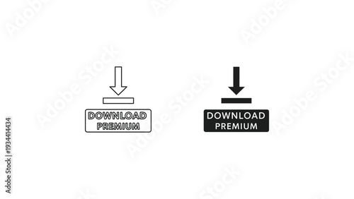 Comparison of download and preview button icons with arrows
