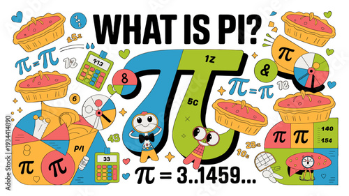 A colourful illustration explaining What is Pi?.