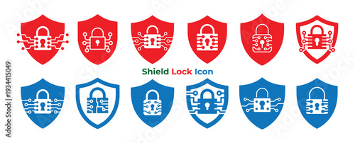 Data Protection Shield Lock Symbol Vector Illustration EPS