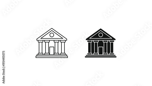 Comparison of classical architectural temple styles with pediment and columns