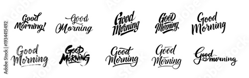 Variety of elegant good morning typography designs