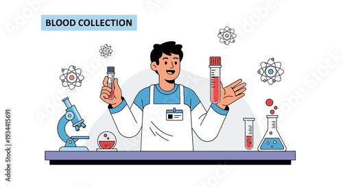 Medical Professional Holding Blood Samples, Microscope and Lab Equipment