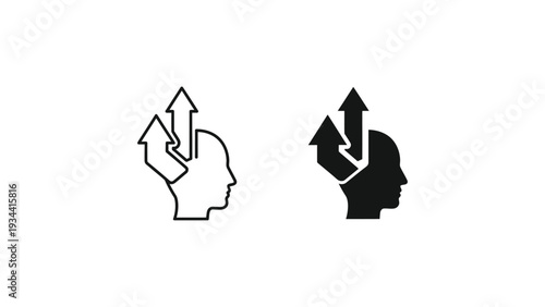 Contrast of hand gestures pointing upward with human silhouettes.