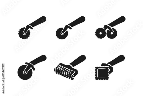 Collection of kitchen pastry cutters and dough tools for baking and cooking