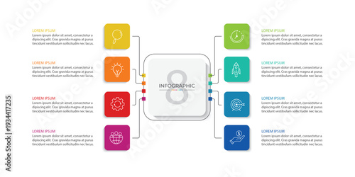 Quadro su tela Presentation business infographic template with 8 options