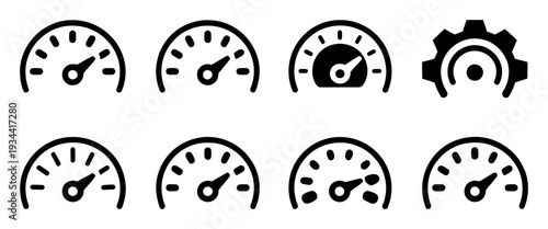 Speedometer Icons Set Black White Vector Illustration
