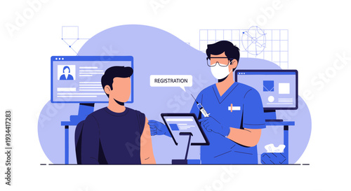 Medical Professional Administering Injection to Patient for Vaccination or Treatment