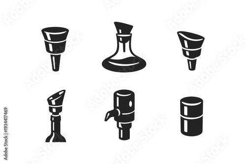 Collection of black and white icons representing bar tools and kitchen gadgets